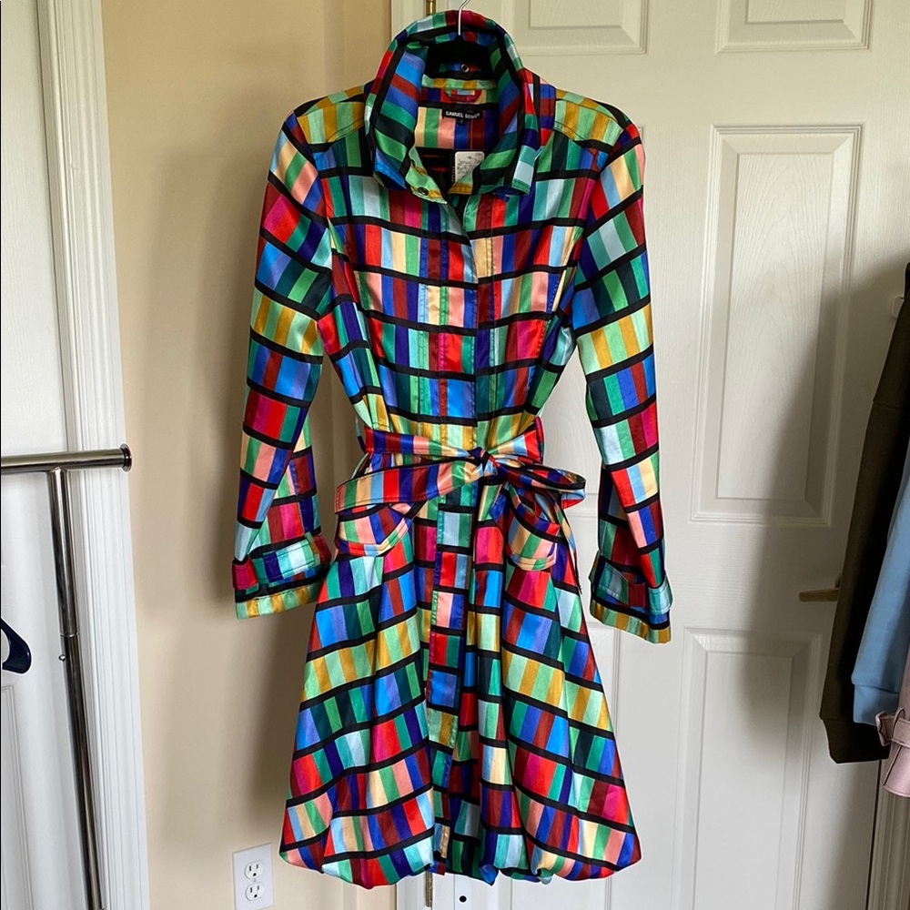 Samuel Dong Multicolor Trench Coat Dress